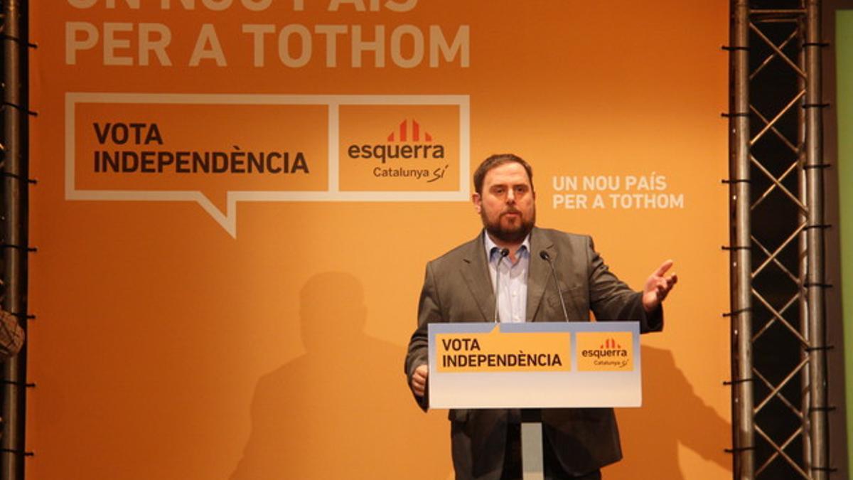 El candidato de ERC, Oriol Junqueras, este sábado, en Vilanova i La Geltrú.