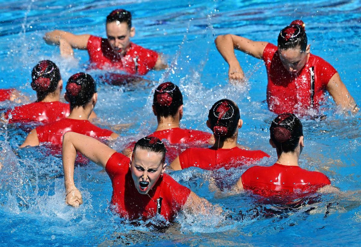 Un momento del ejercicio del conjunto español.