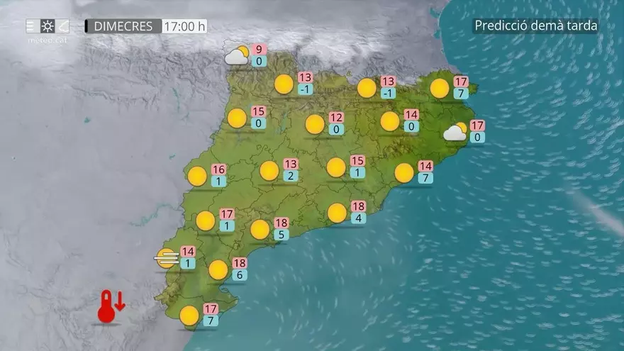Baixada de les temperatures aquest dimecres: tornen els valors sota zero a la Catalunya central