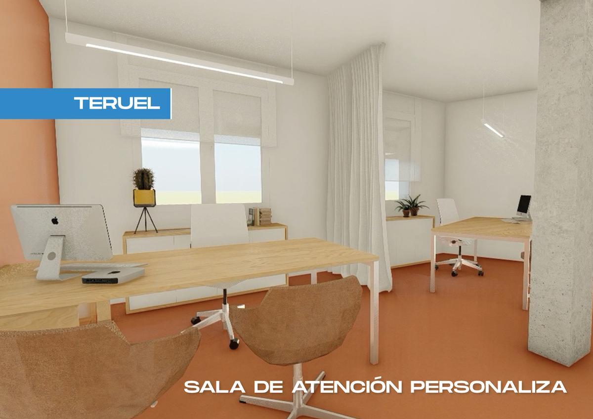 Infografía de la sala de atención personalizada del futuro centro de Teruel