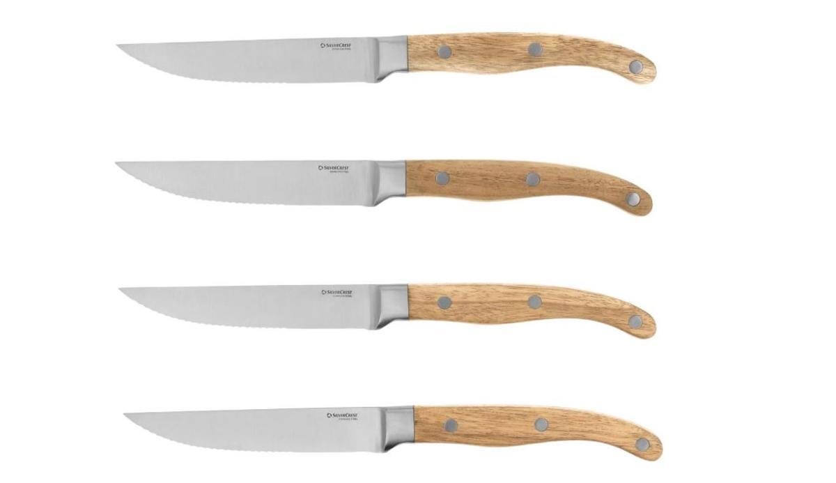 Mañana se esperan colas kilométricas en Lidl para conseguir el juego de cuchillos para carne más barato del mercado: mango de madera y hoja de acero inoxidable con filo ondulado
