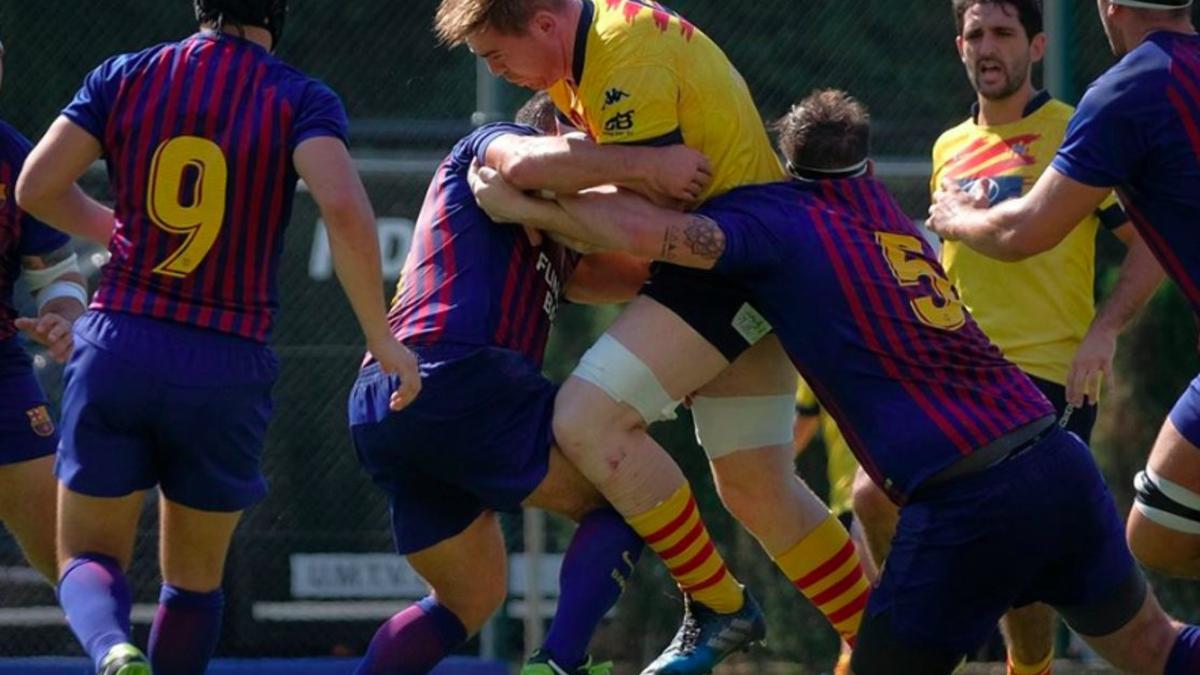 Imagen del encuentro entre la U.E. Santboiana y el Barça Rugby del pasado septiembre