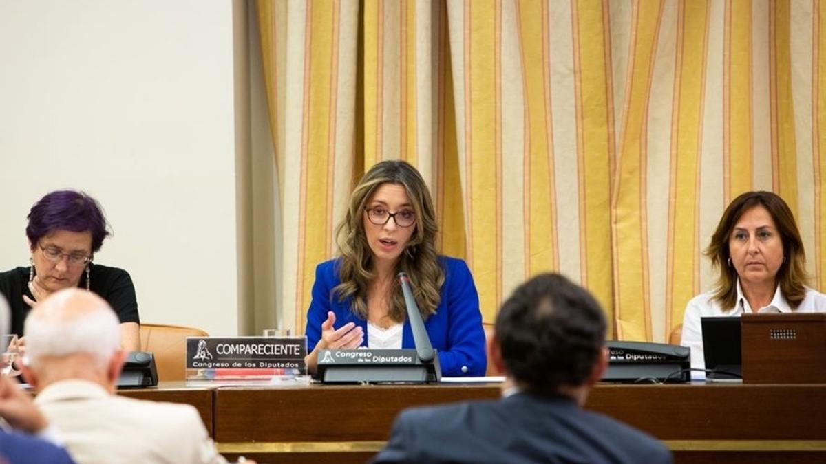 La secretaria de Estado de Comercio, Xiana Méndez, compareciendo ante la Comisión de Defensa.