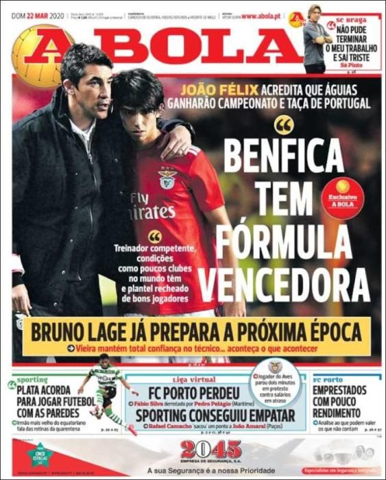 Portada A BOLA domingo 22 marzo 2020