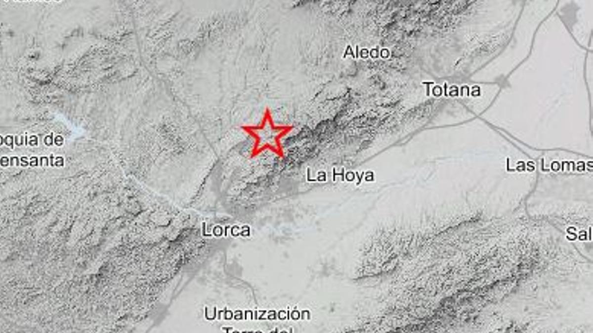 Epicentro del terremoto en Lorca