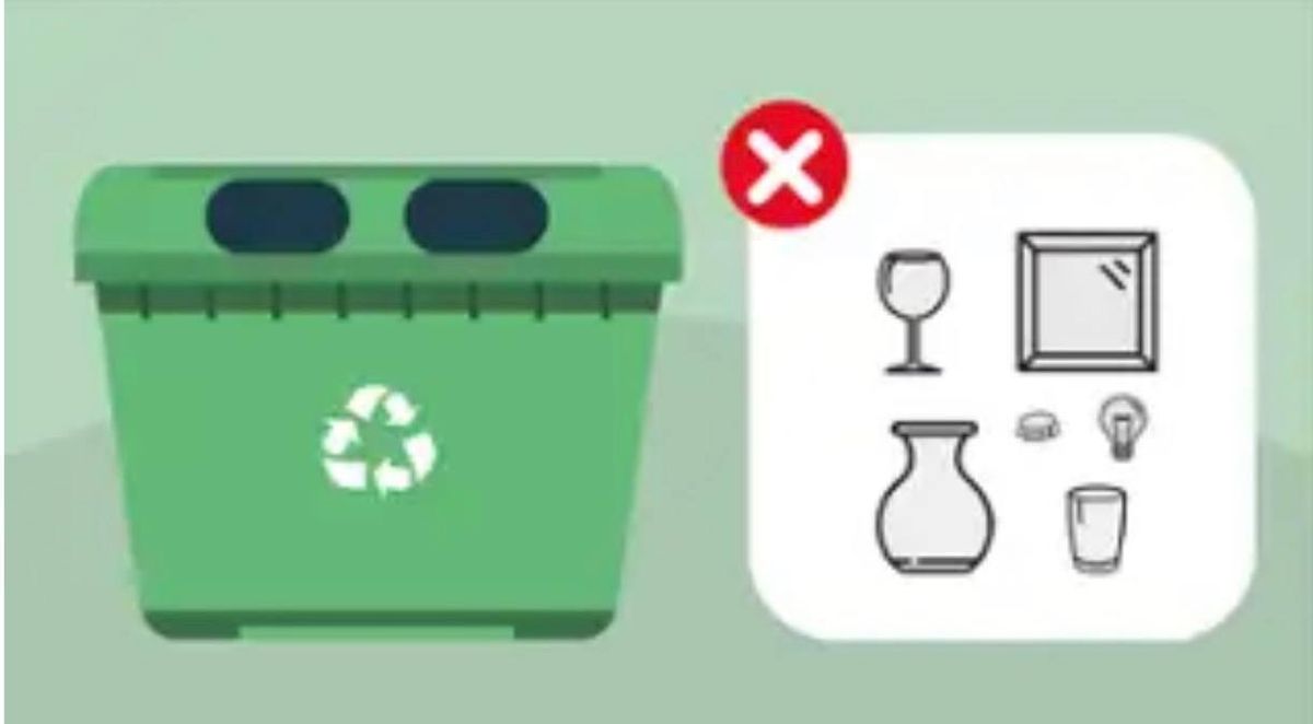 Tipos de residuos que no van en el contenedor verde.