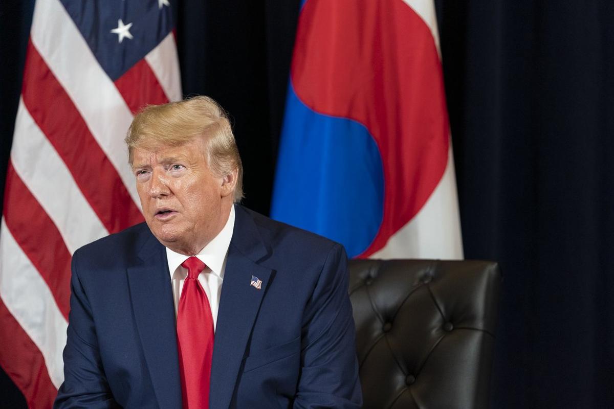 23/09/2019 HANDOUT - 23 September 2019, US, New York: USÂ President Donald Trump speaks during his meeting with South Korean President Moon Jae-in during their meeting at the InterContinental Barclay hotel, on the sidelines of the United Nations General Assembl. Photo: Shealah Craighead/White House /dpa - ATTENTION: editorial use only and only if the credit mentioned above is referenced in full