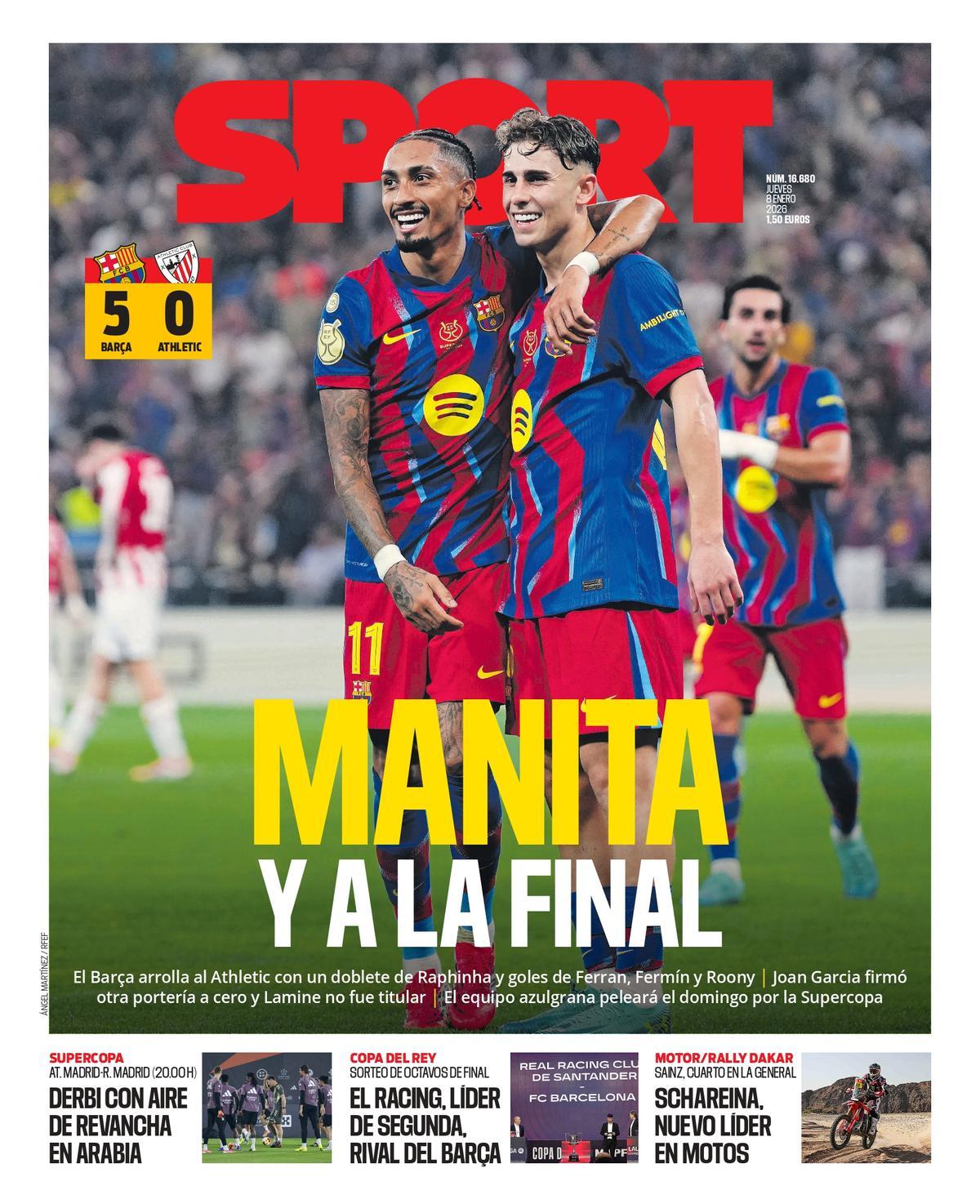 Esta es la portada de SPORT de hoy jueves, 8 de enero de 2026