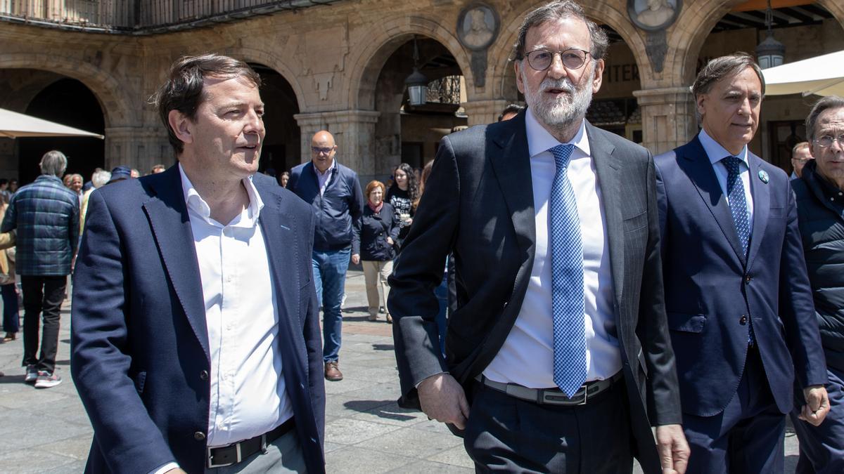 El expresidente del Gobierno Mariano Rajoy y el presidente del PPCyL , Alfonso Fernández Mañueco visitan Salamanca