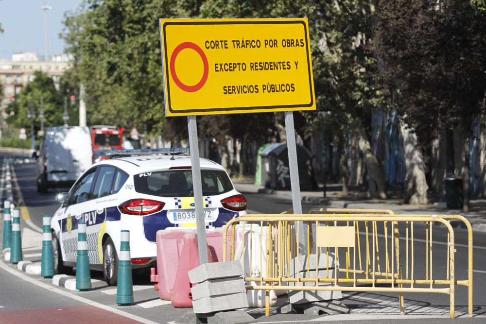 Atasco de tráfico en València por las obras en Blanquerías