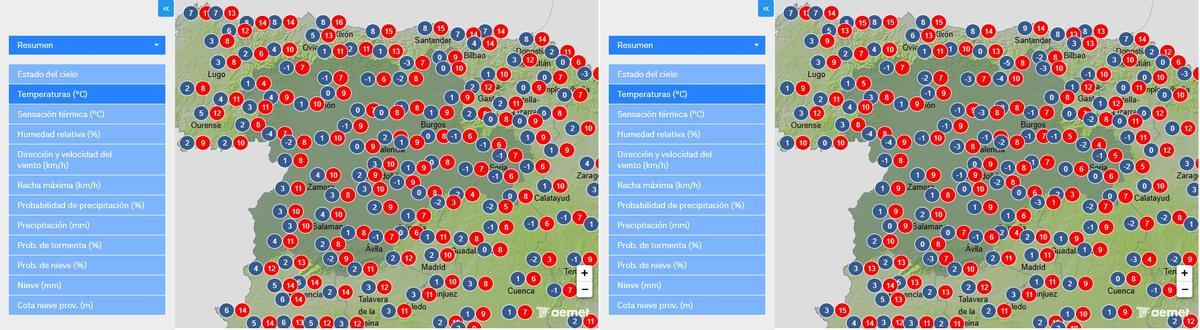 Previsión de temperaturas para el 2 y 3 de diciembre