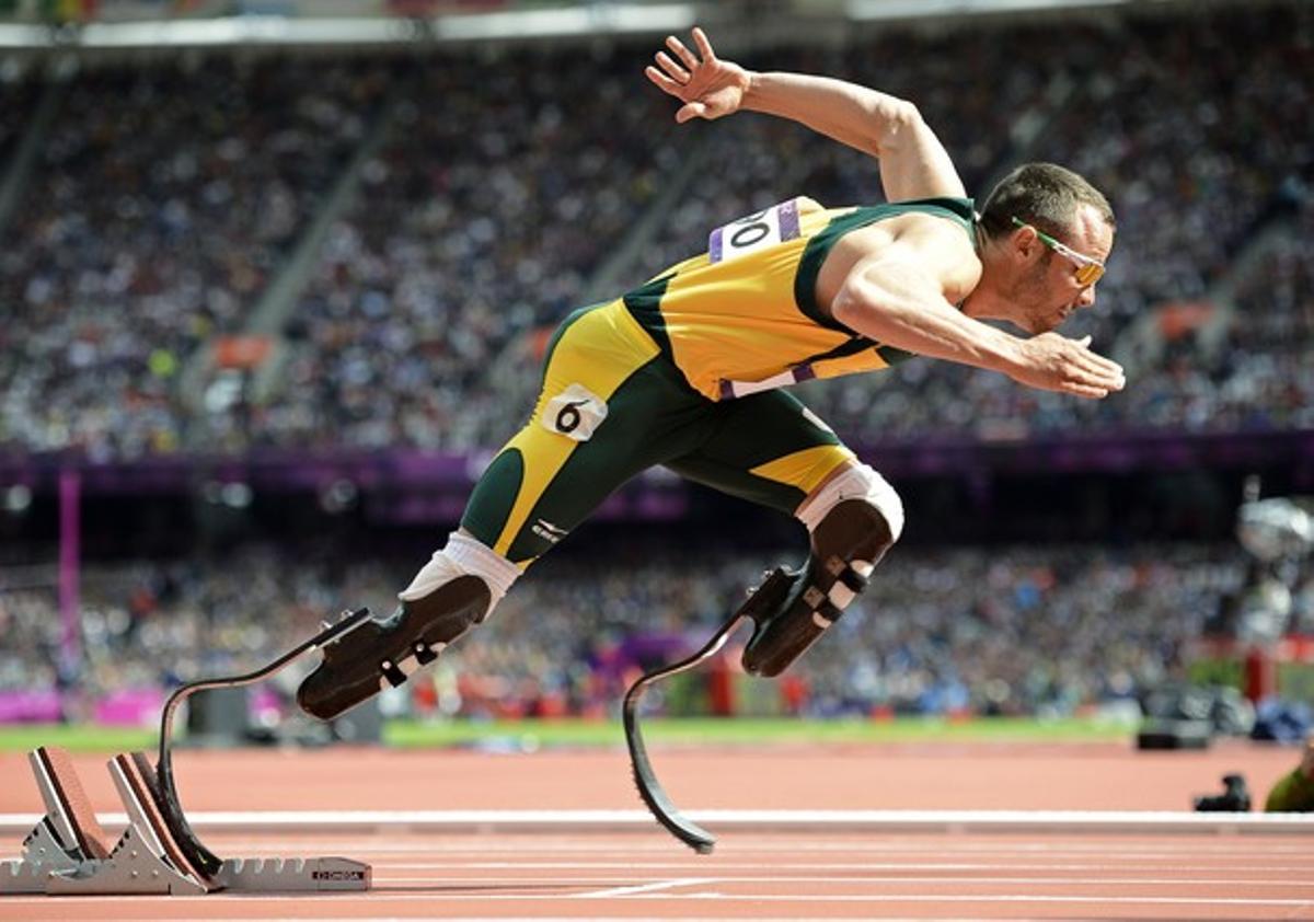 Oscar Pistorius, a la prova de 400 metres, als Jocs de Londres, a l’agost.