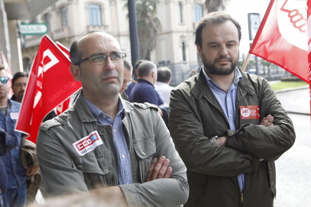 Protesta de los trabajadores del metal en Gijón.