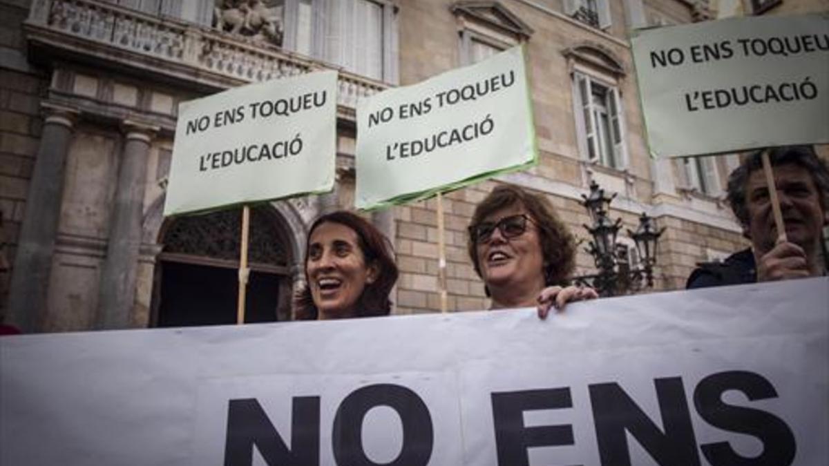 Movilización en defensa de los maestros y la escuela catalana, el pasado 25 de octubre.