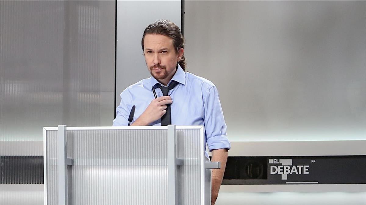 Pablo Iglesias, antes del debate electoral en televisión del 4 de noviembre del 2019