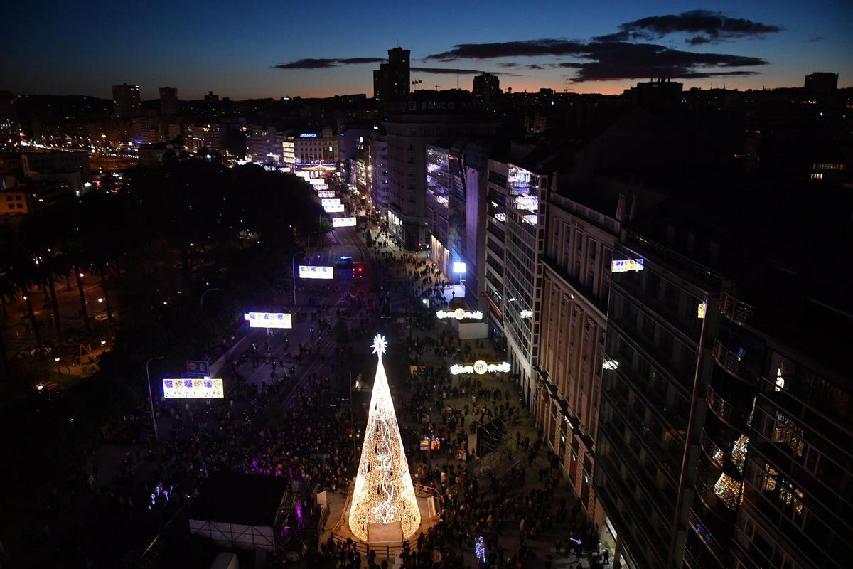 Luces de Navidad en A Coruña.