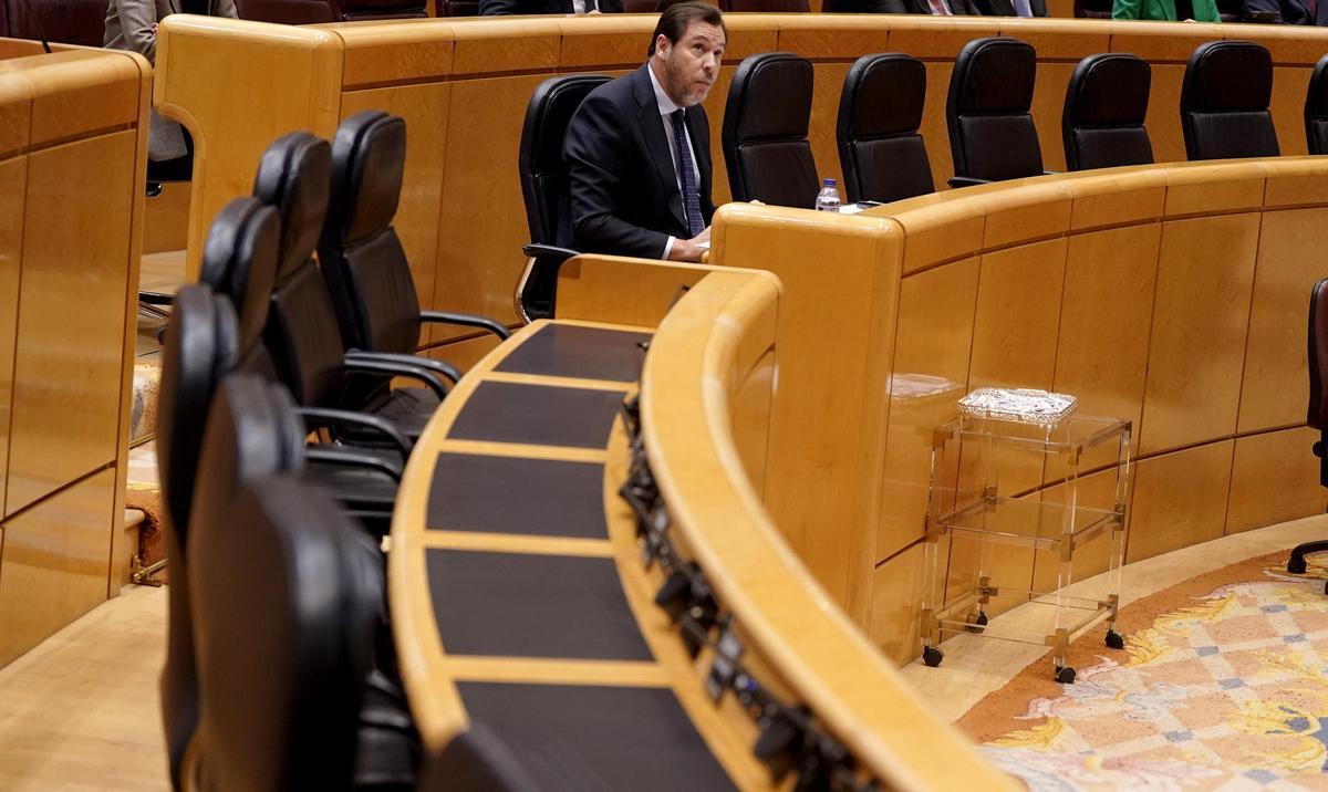 Óscar Puente, durante su comparecencia en el Senado.