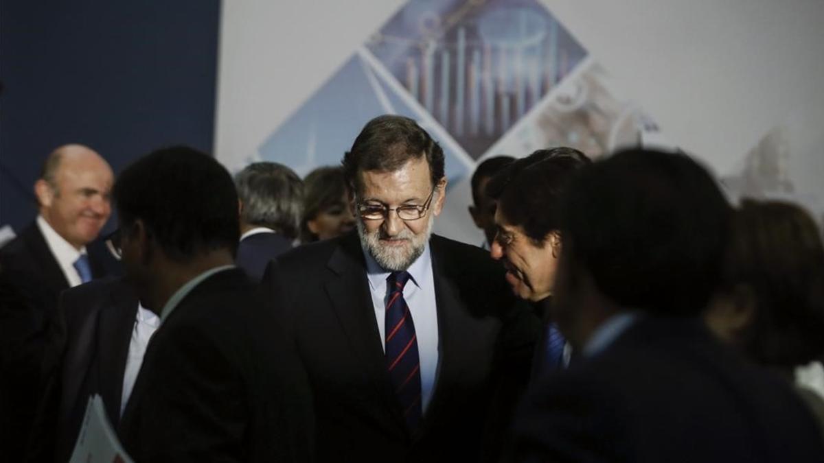 Mariano Rajoy, este miércoles a su llegada a la Cámara de Comercio.