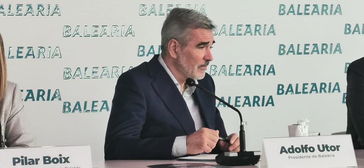 El presidente de Baleària, Adolfo Utor, en la presentación de resultados de la compañía.