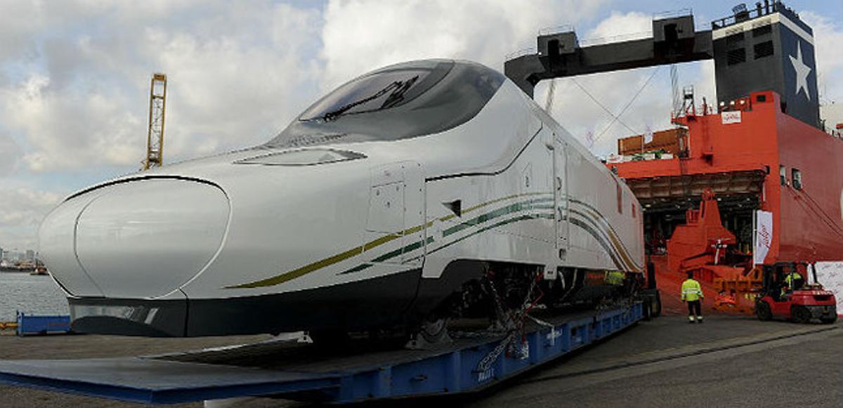 Unidad de un tren de Talgo con destino a Arabia Saudí.