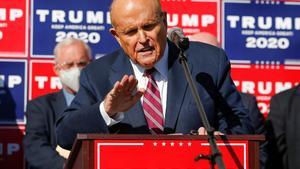 Former New York City Mayor Rudy Giuliani, personal attorney to U.S. President Donald Trump, speaks after media announced that Democratic U.S. presidential nominee Joe Biden has won the 2020 U.S. presidential election, in, Philadelphia, Pennsylvania, U.S., November 7, 2020. REUTERS/Eduardo Munoz