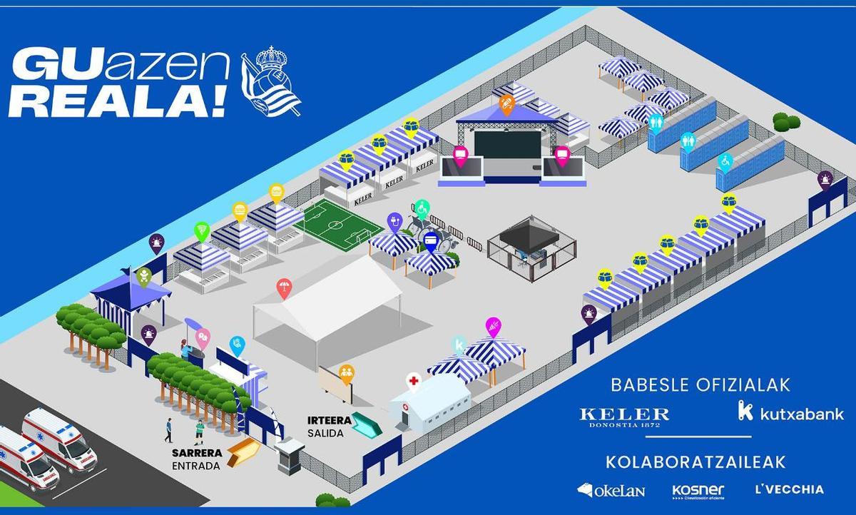 Plano de la Fan Zone de la Real Sociedad distribuido por el club