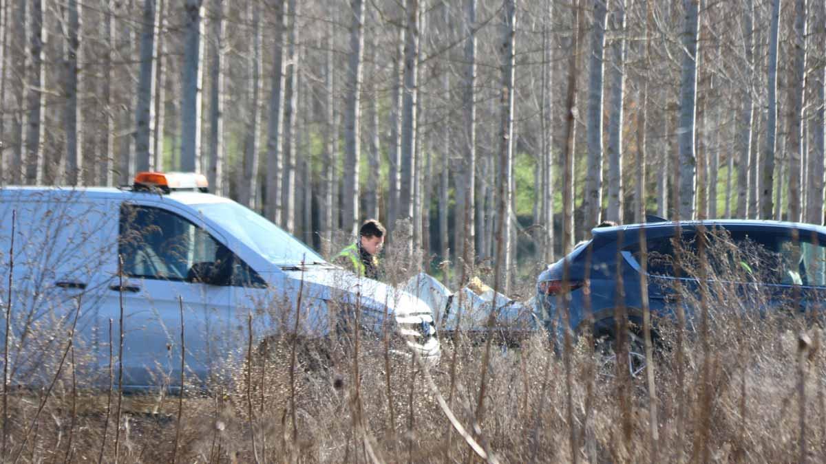 Técnicos y forenses trabajan en la acequia de Sils en la que ha aparecido muerto un joven en su coche.