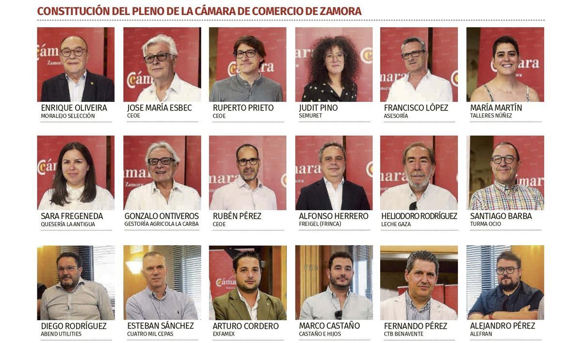Composición del pleno de la Cámara de Comercio de Zamora.