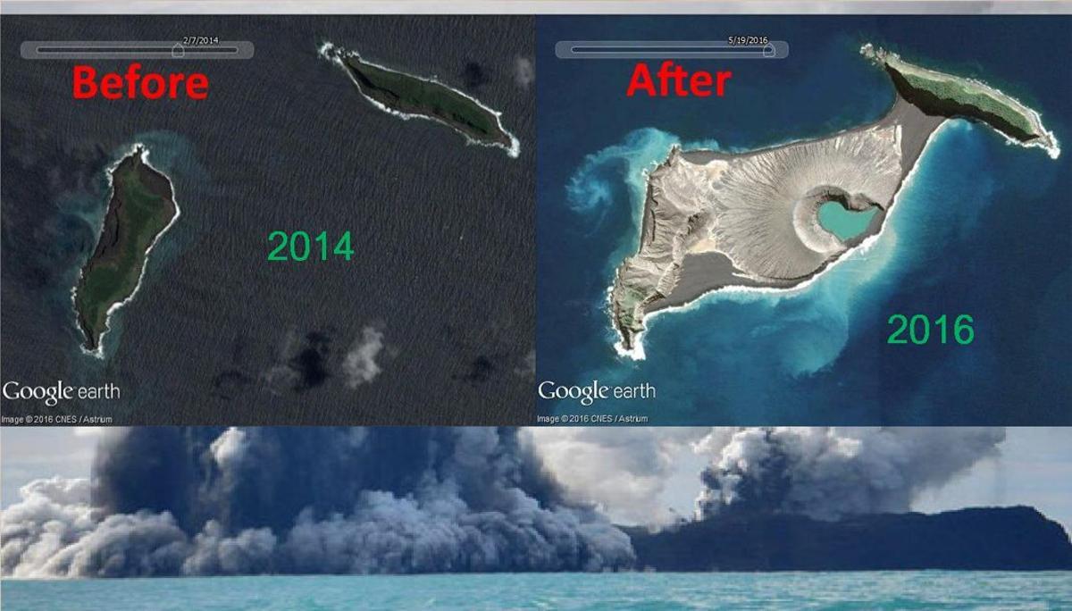 Nacimiento de la isla en 2015