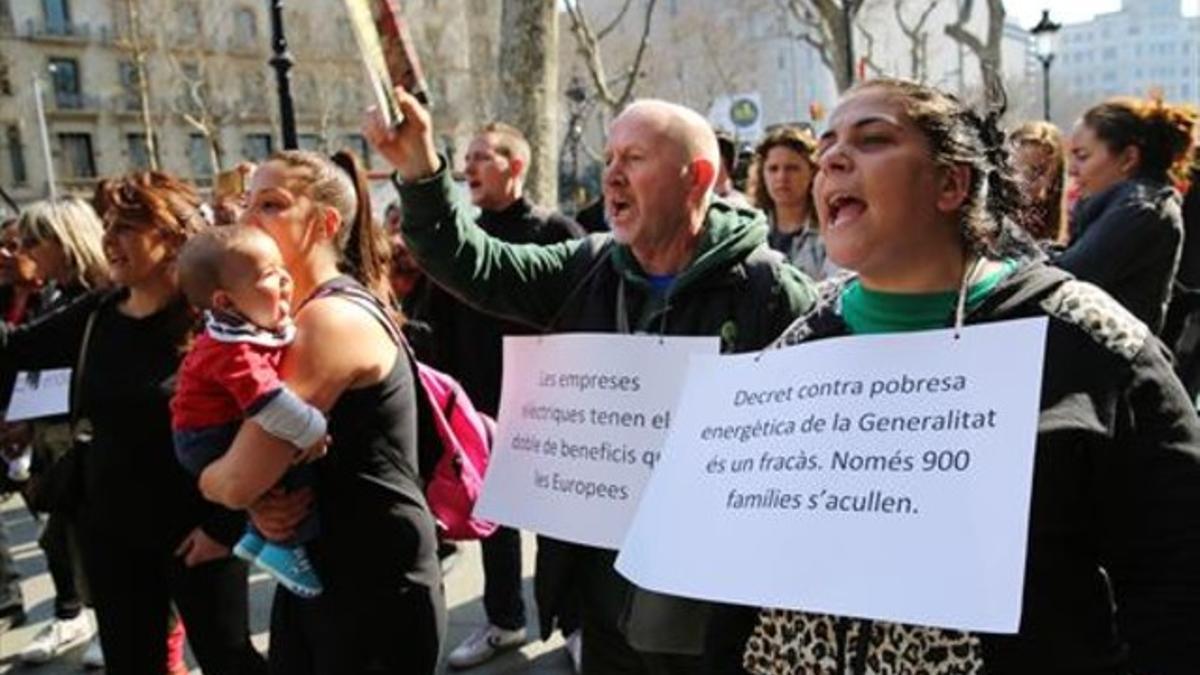 Protesta contra la pobreza energética en Barcelona, en marzo pasado.