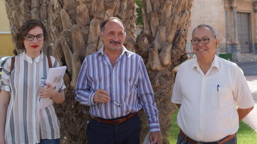 Almagro, Diz y Pertegal durante la presentación de las jornadas en la Plaza de Monserrate