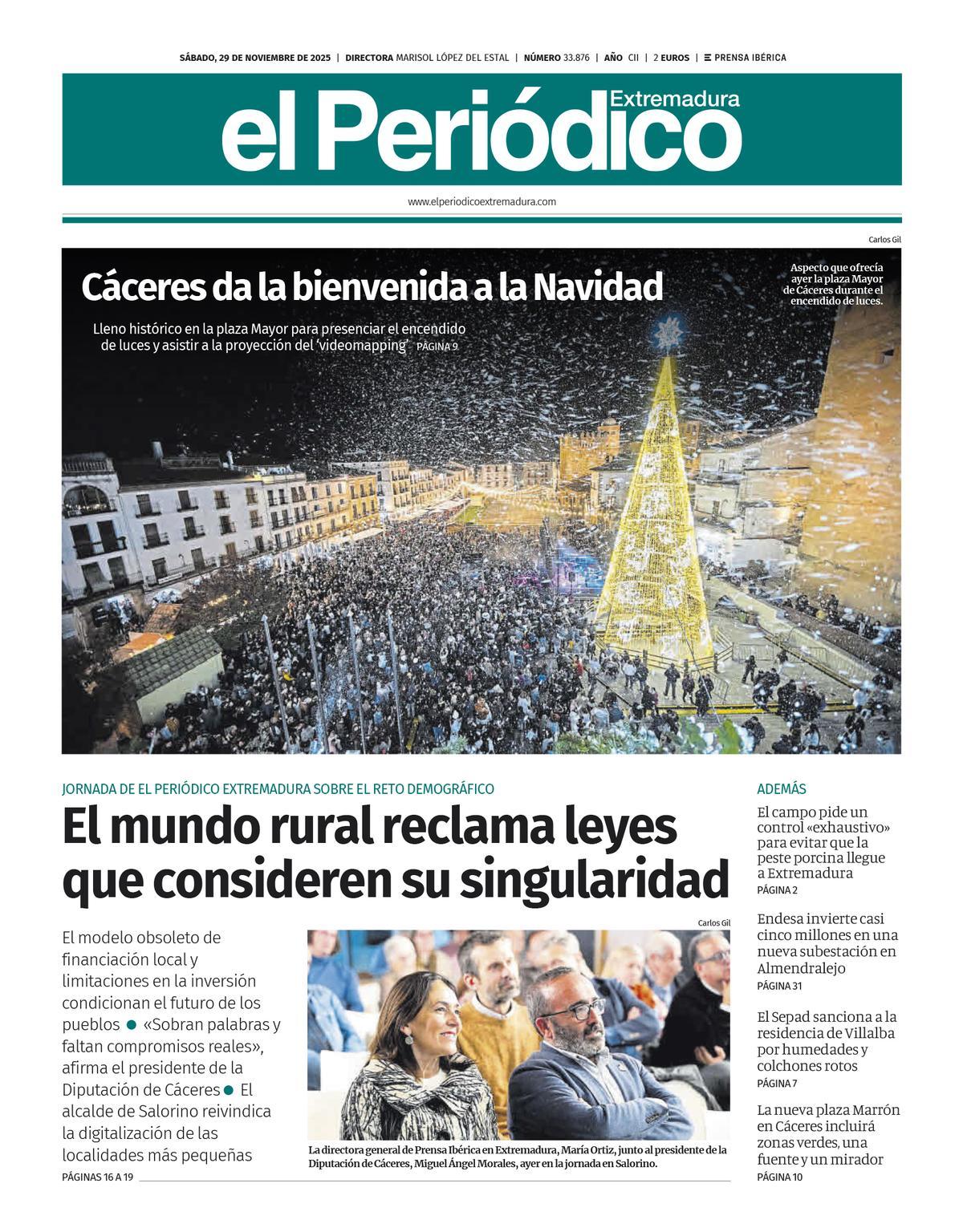 Consulta la portada correspondiente al día 29 de noviembre de 2025