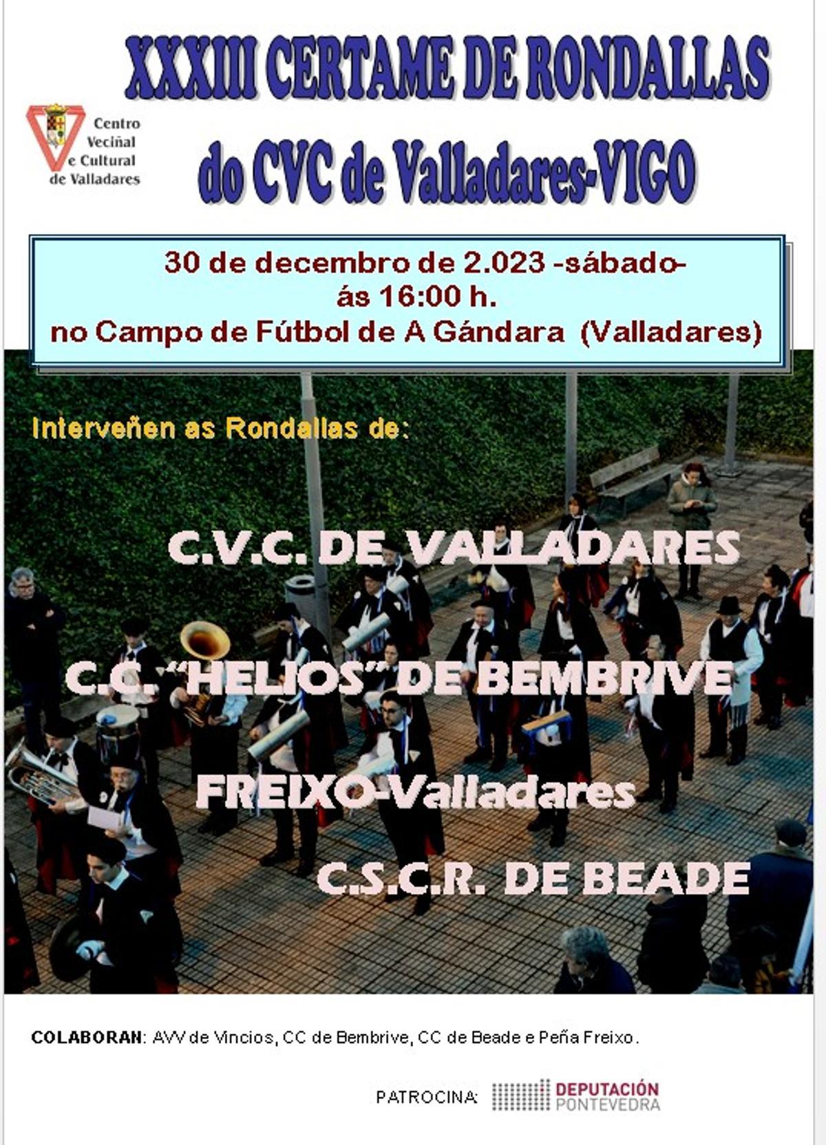Cartel del certamen de rondallas en Valladares.