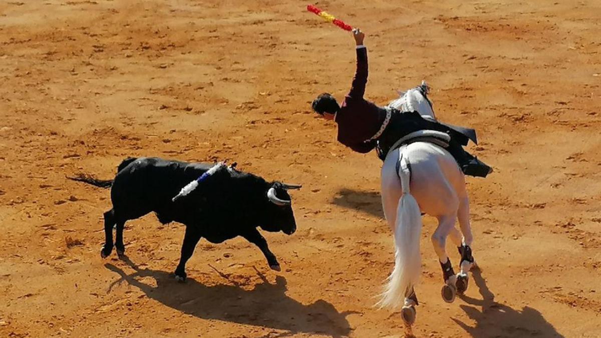 Andy Cartagena coloca a su primer toro una banderilla al violín. | M. J. C. 