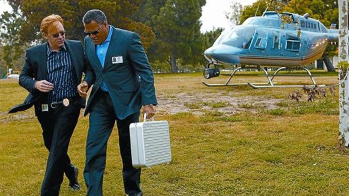 David Caruso y Laurence Fishburne, en una imagen del capítulo de hoy de 'CSI Miami'.