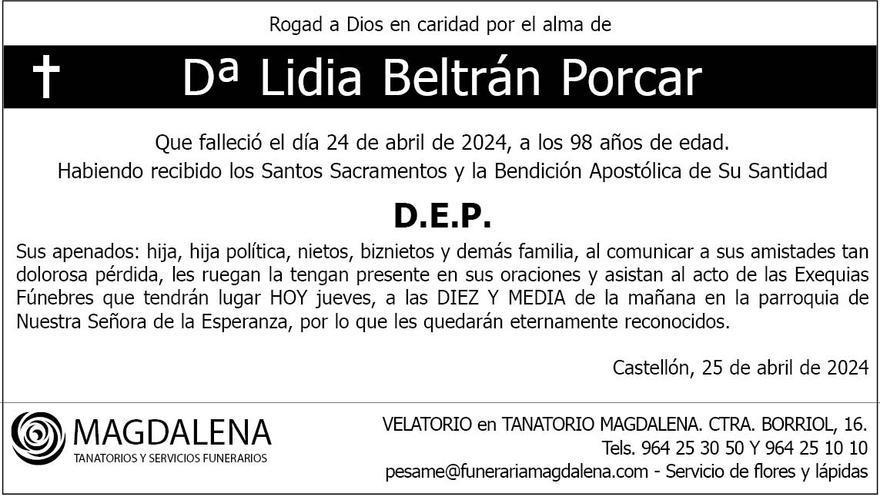 Dª Lidia Beltrán Porcar