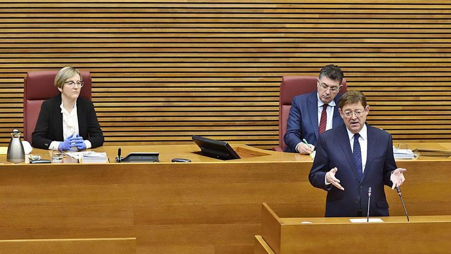 Puig, durante su intervención el pasado miércoles en las Corts.