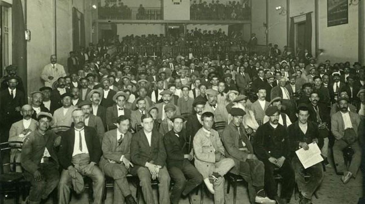 Míting el 1914 contra l’annexió de Sarrià a Barcelona.