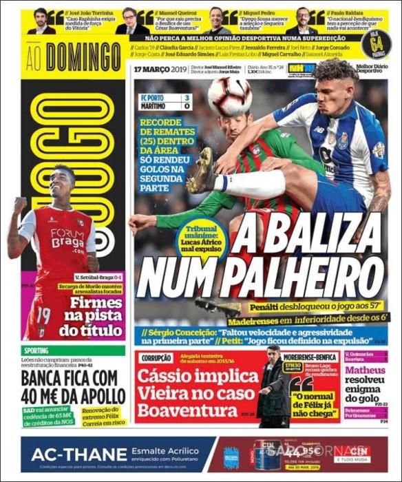 Portada O JOGO domingo 17 marzo 2019