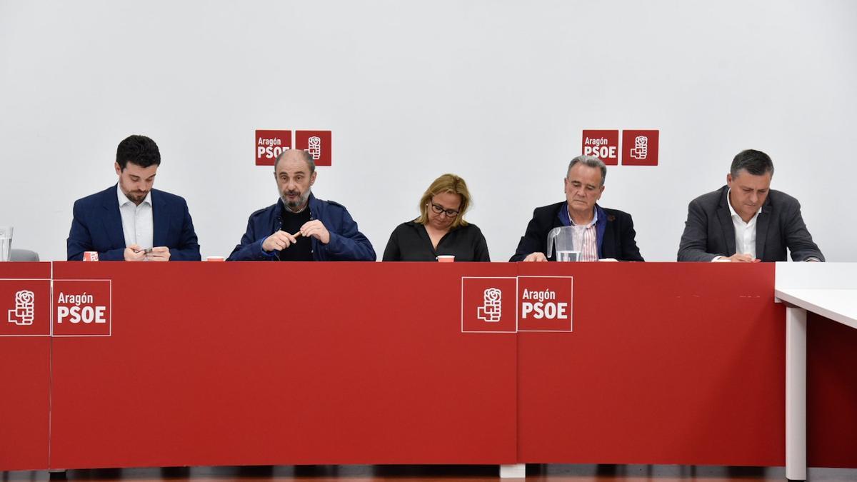 Un instante de la última Ejecutiva regional del PSOE Aragón, celebrada a mediados de abril.