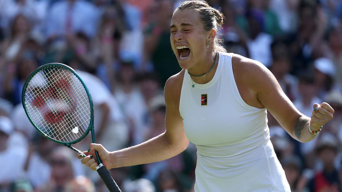 Sabalenka celebra un punto ante Siegemund.
