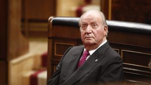 El emérito Juan Carlos I en el Congreso, durante el acto conmemorativo del 40º aniversario de la Constitución