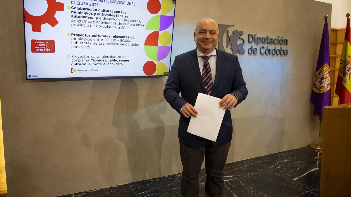 Gabriel Duque, en la presentación de las subvenciones de Cultura de la Diputación de Córdoba.