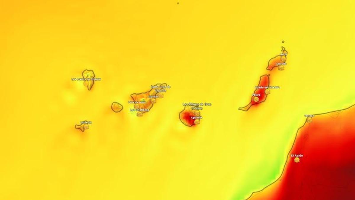 Mapa del calor para la jornada del viernes en Canarias