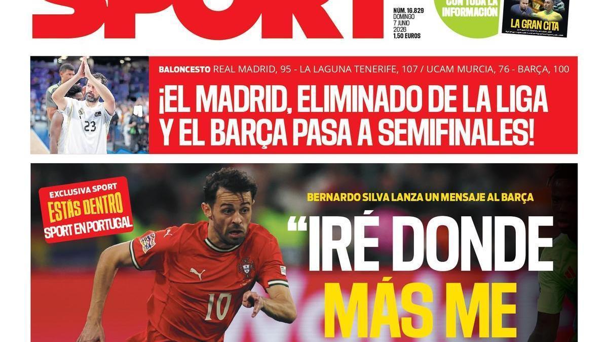La portada SPORT de hoy, domingo 07 de junio de 2026