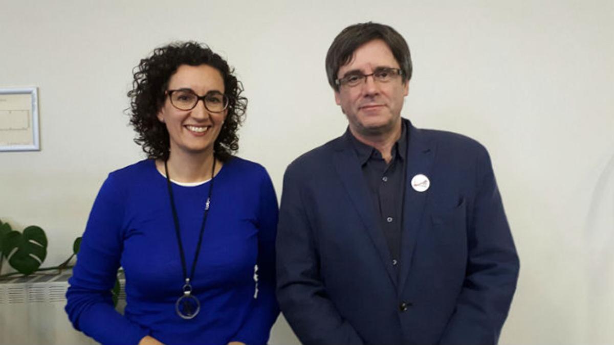 Marta Rovira y Carles Puigdemont, en una imagen de enero en Bruselas.