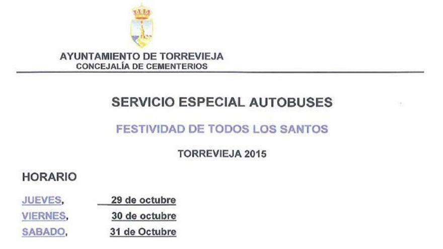 Servicio especial de autobuses al cementerio desde este jueves en Torrevieja