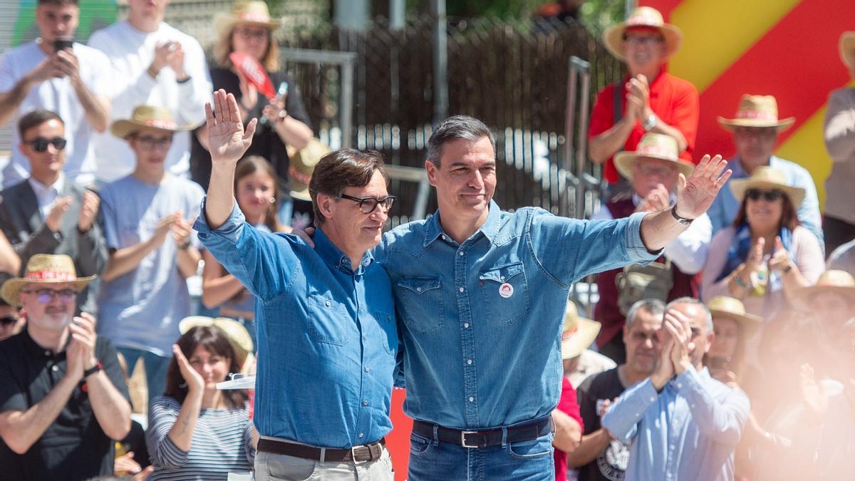 Pedro Sánchez con Salvador Illa, este sábado en Montmeló