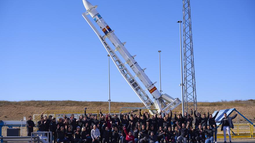 El cohete espacial Miura 1, a horas de probarse por última vez en Teruel