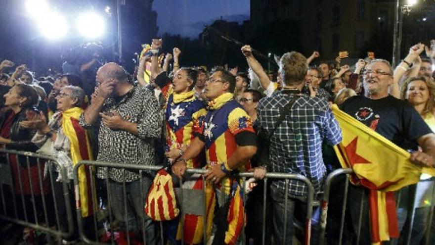 Los votantes de Junts pel Sí celebran los primeros resultados